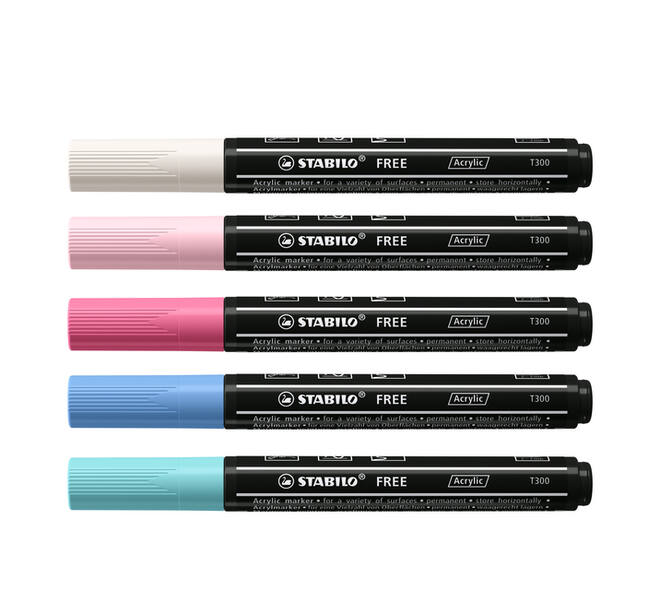Acrylmarker STABILO  Free Acrylic T300 Candy assorti 5 stuks