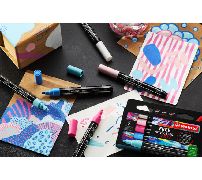 Acrylmarker STABILO  Free Acrylic T300 Candy assorti 5 stuks