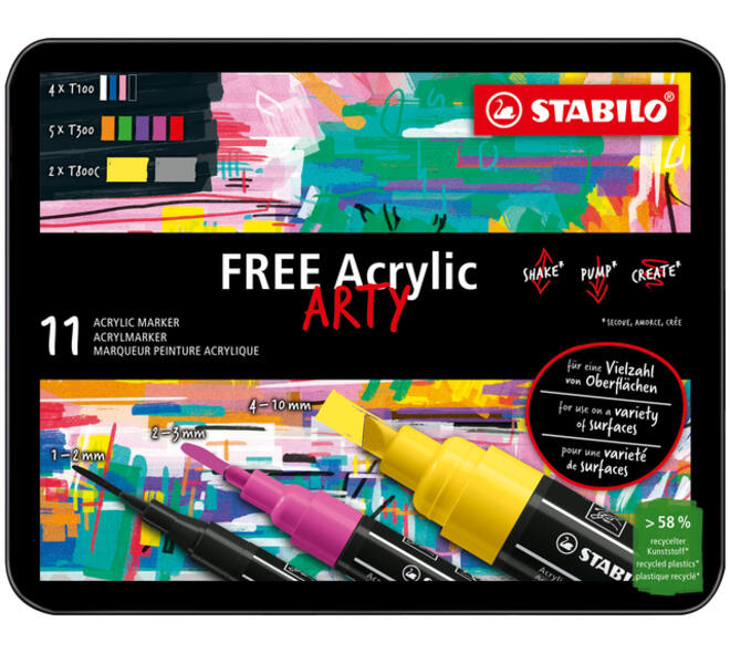 Acrylmarker STABILO  Free Acrylic Starter Kit assorti 11 stuks