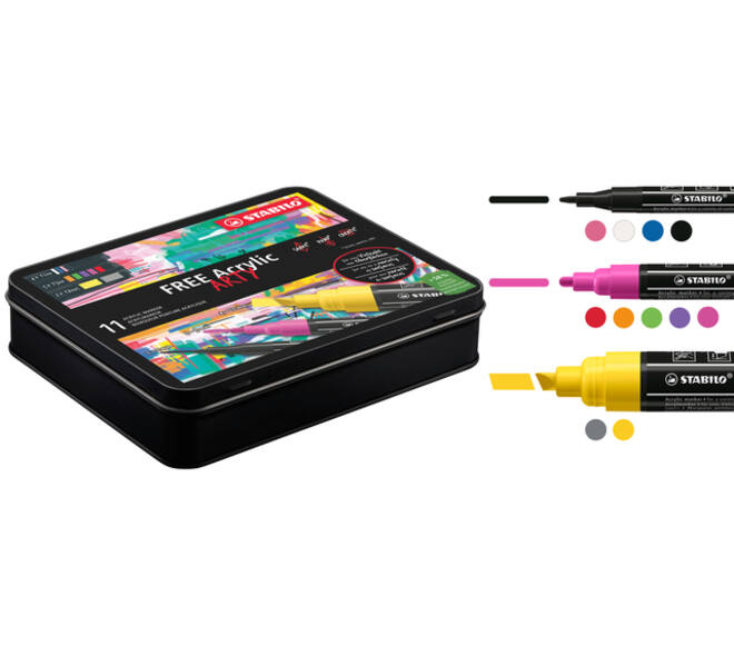 Acrylmarker STABILO  Free Acrylic Starter Kit assorti 11 stuks
