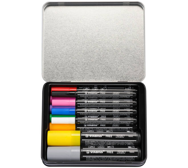 Acrylmarker STABILO  Free Acrylic Starter Kit assorti 11 stuks