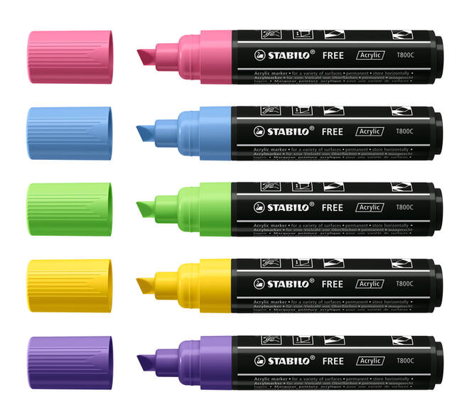 Acrylmarker STABILO  Free Acrylic T800C Seaside assorti 5 stuks