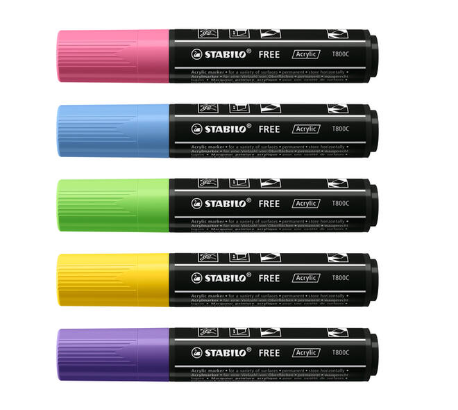 Acrylmarker STABILO  Free Acrylic T800C Seaside assorti 5 stuks