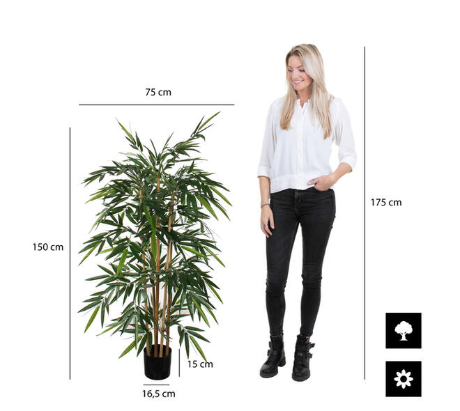 Kunstplant Mica Bamboe in plastic pot 150x75cm