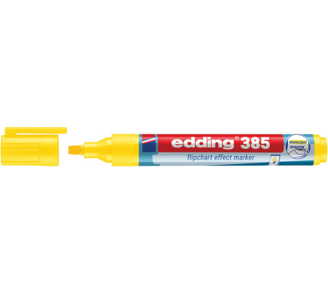 Viltstift edding 385 flipover penseelpunt geel