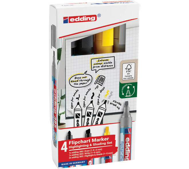 Viltstift edding 385 flipover incl 380 - 383  assorti 4 stuks