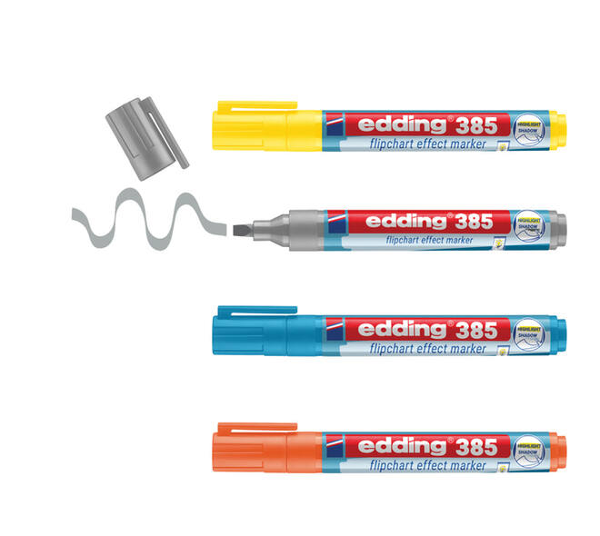 Viltstift edding 385 flipover penseelpunt assorti 4 stuks