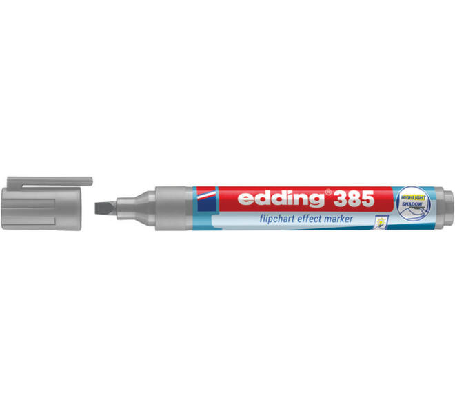 Viltstift edding 385 flipover penseelpunt zilvergrijs