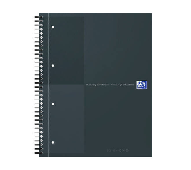 Spiraalblok Oxford International Notebook A4+ lijn 160 pagina's zwart