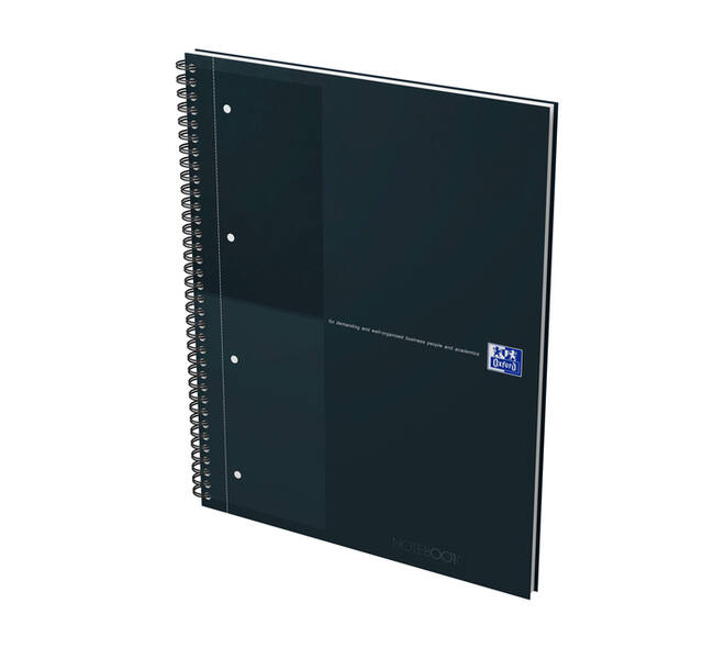 Spiraalblok Oxford International Notebook A4+ lijn 160 pagina's zwart