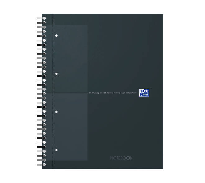 Spiraalblok Oxford International Notebook A4+ ruit 5X5mm 160 pagina's zwart