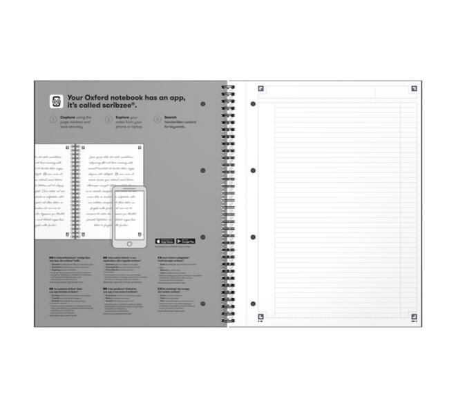 Spiraalblok Oxford International Notebook A4+ lijn petrol blauw