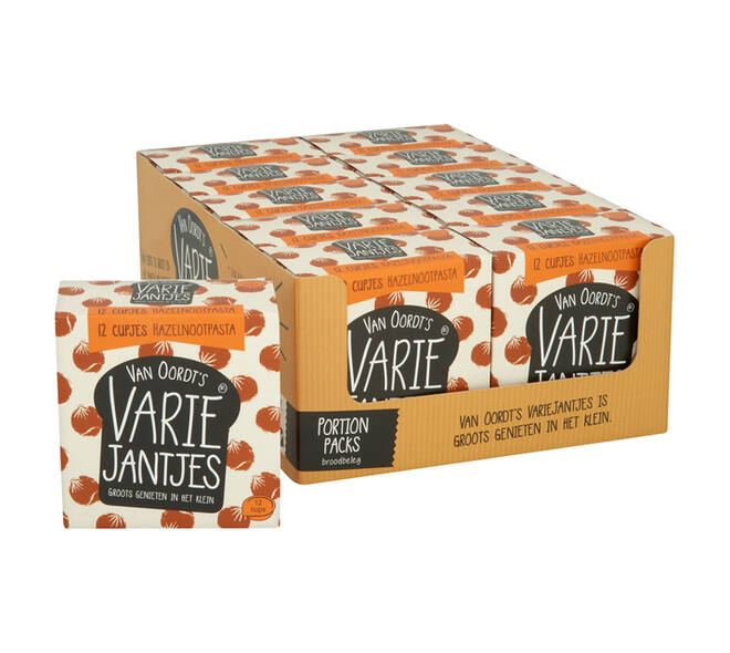 Hazelnootpasta VarieJantjes 12x15 gram cupjes