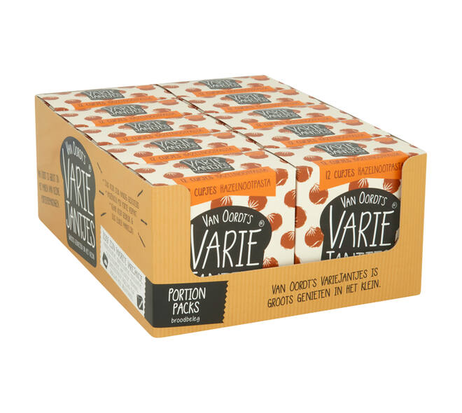 Hazelnootpasta VarieJantjes 12x15 gram cupjes