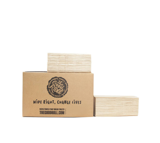 Handdoek The Good Roll bamboe z-vouw 2-laags 230x210mm 20x200 vel naturel