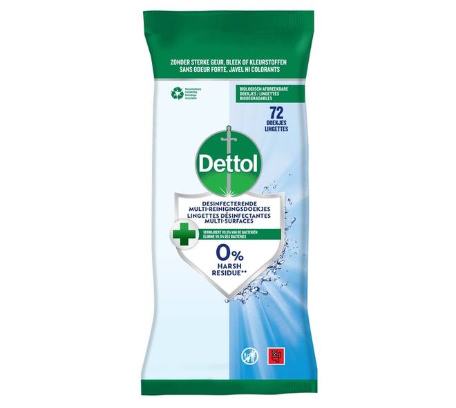 Reinigingsdoekjes Dettol antibacterieël Cleanser 72stuks