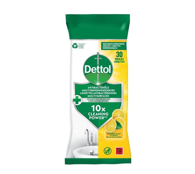Reinigingsdoekjes Dettol antibacterieël Citrus 30 stuks