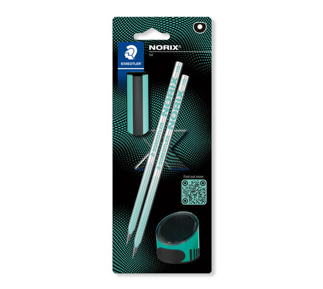 Potlood Staedtler Norix HB zwart-groen blister à 2 stuks