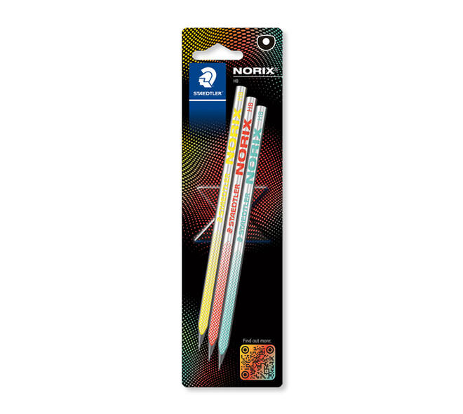 Potlood Staedtler Norix HB assorti blister à 3 stuks