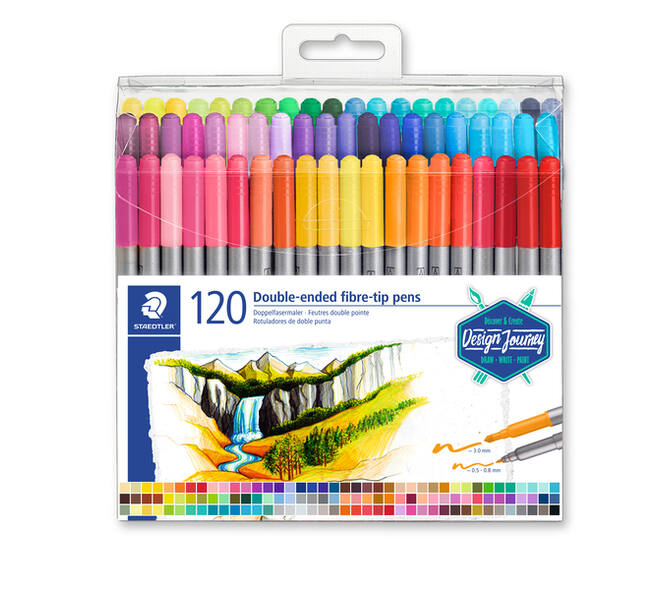 Kleurstift Staedtler 3200 dubbele punt fijn en ultrafijn assorti 120st