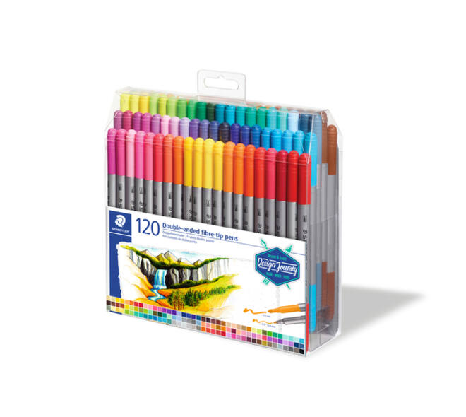 Kleurstift Staedtler 3200 dubbele punt fijn en ultrafijn assorti 120st