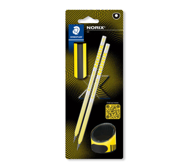 Potlood Staedtler Norix HB zwart-geel blister à 2 stuks