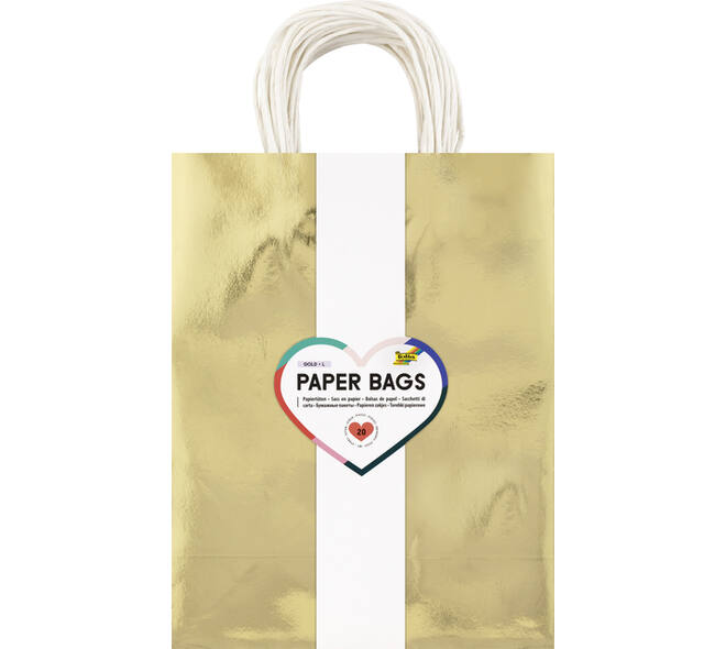 Cadeautas Folia goud kraft 24x31x12cm 20 stuks