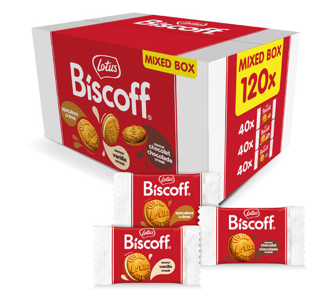Koekjes Lotus Biscoff sandwich mix doos 120 stuks