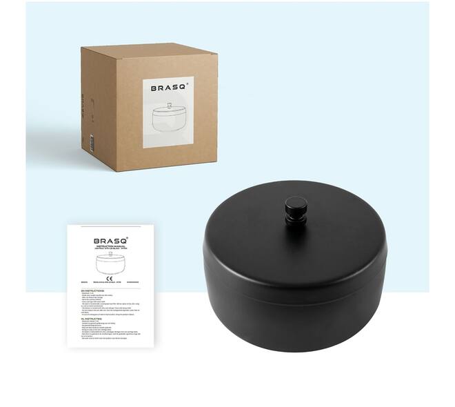 Asbak BRASQ tafelmodel 1 liter met deksel AT700 zwart