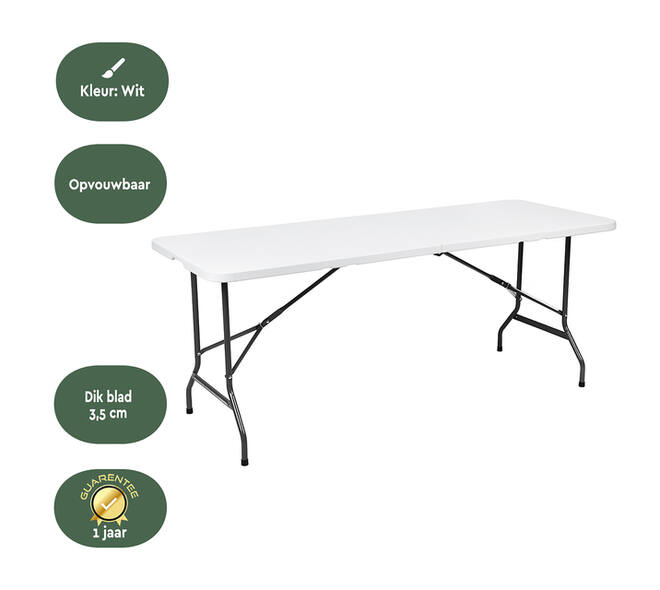 Vouwtafel BRASQ 180x70x74cm FT180 wit