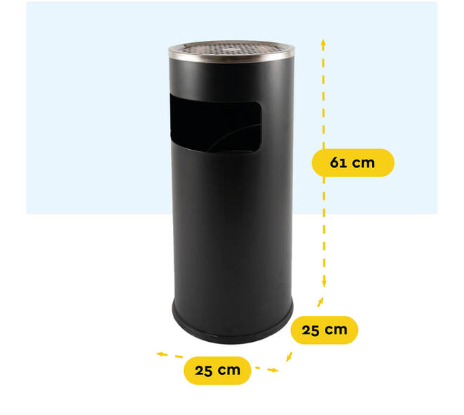 Afvalbak met asbak BRASQ 11 liter AT500 zwart