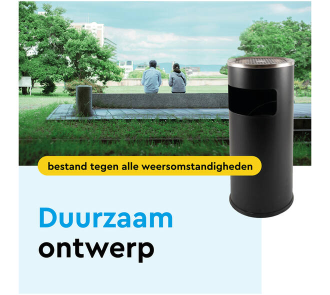 Afvalbak met asbak BRASQ 11 liter AT500 zwart