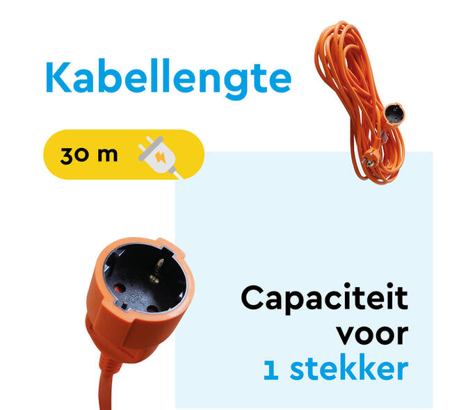 Verlengkabel BRASQ 30m oranje