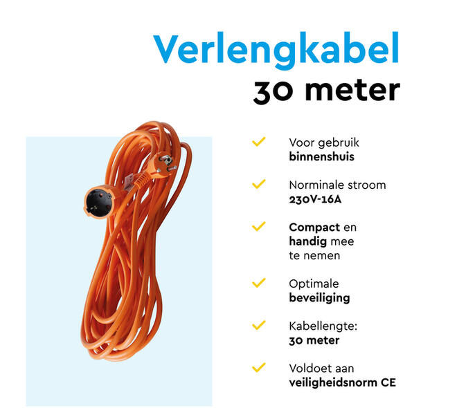 Verlengkabel BRASQ 30m oranje