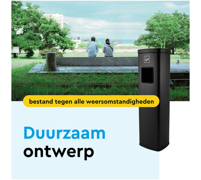 Afvalbak met asbak BRASQ 20 liter AT400 zwart