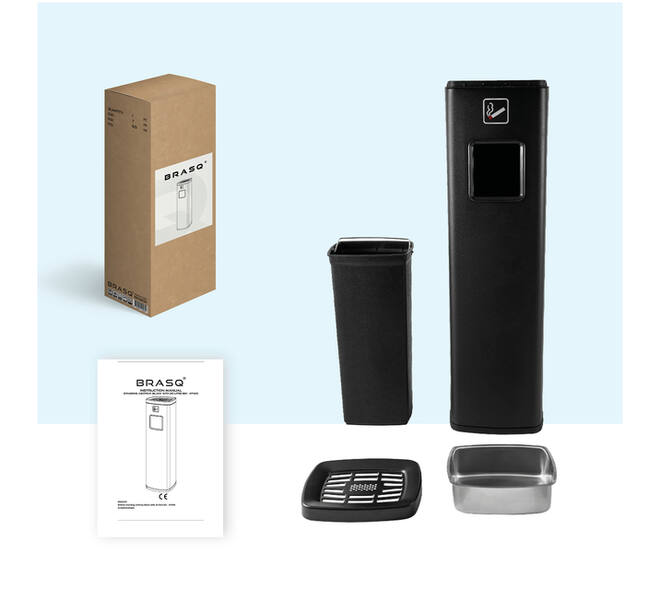 Afvalbak met asbak BRASQ 20 liter AT400 zwart