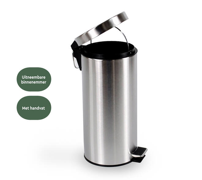 Pedaalemmer BRASQ 30 liter rvs