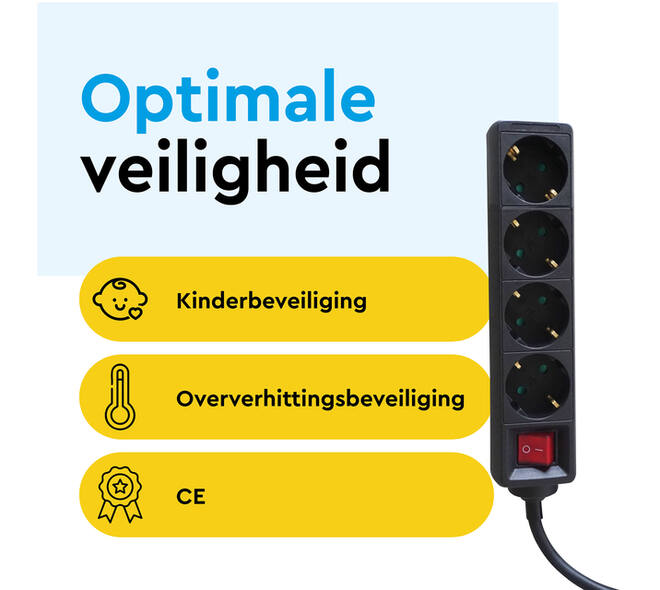 Stekkerdoos BRASQ 4 voudig 5 meter zwart