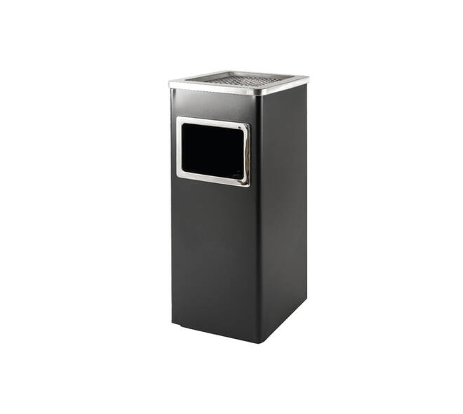 Afvalbak met asbak BRASQ 16 liter AT600 zwart