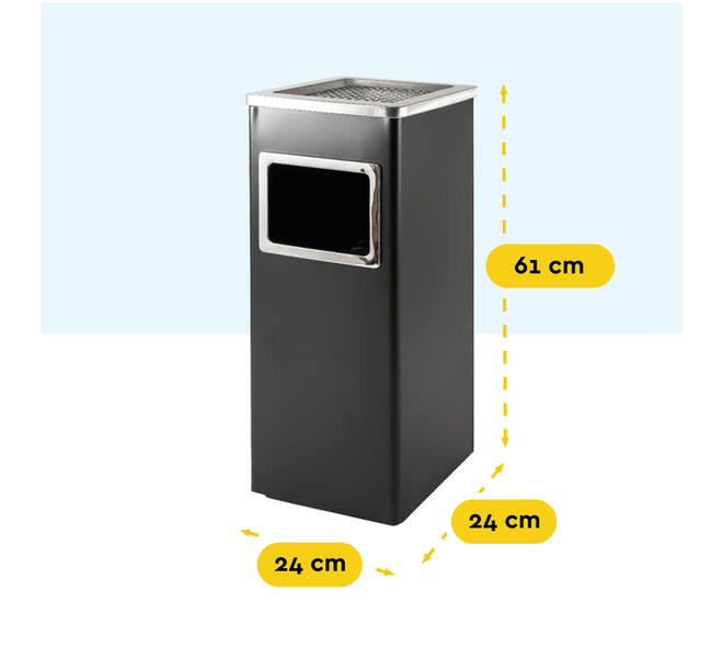 Afvalbak met asbak BRASQ 16 liter AT600 zwart