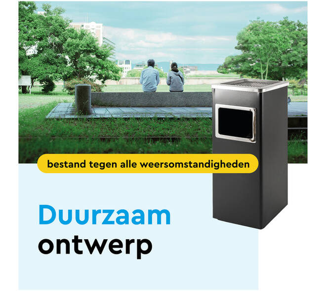Afvalbak met asbak BRASQ 16 liter AT600 zwart