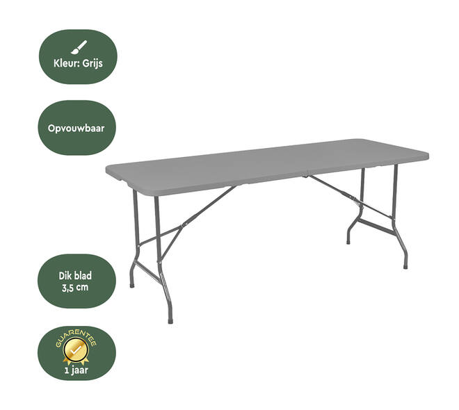 Vouwtafel BRASQ 180x70x74cm FT180 grijs
