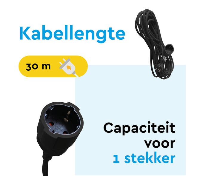 Verlengkabel BRASQ 30m zwart