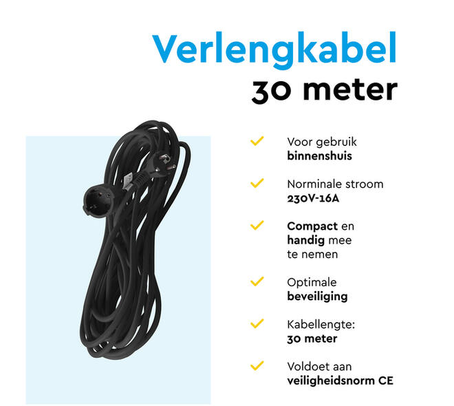 Verlengkabel BRASQ 30m zwart