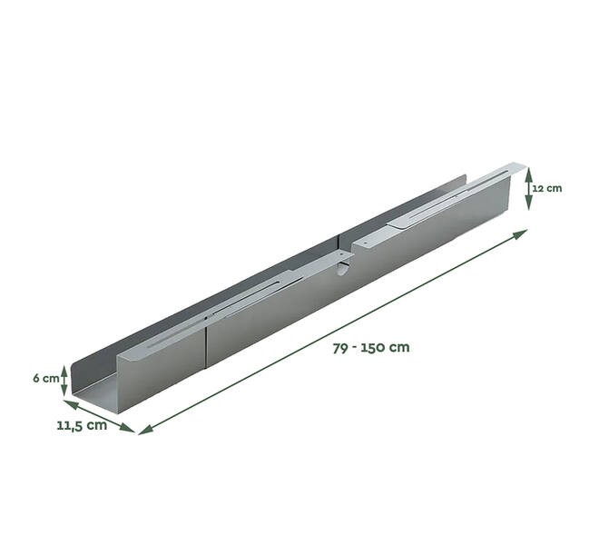Kabelgoot BRASQ verstelbaar 75-150cm CT100 zilver