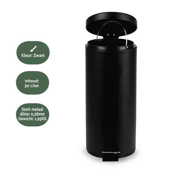 Pedaalemmer BRASQ 30 liter zwart