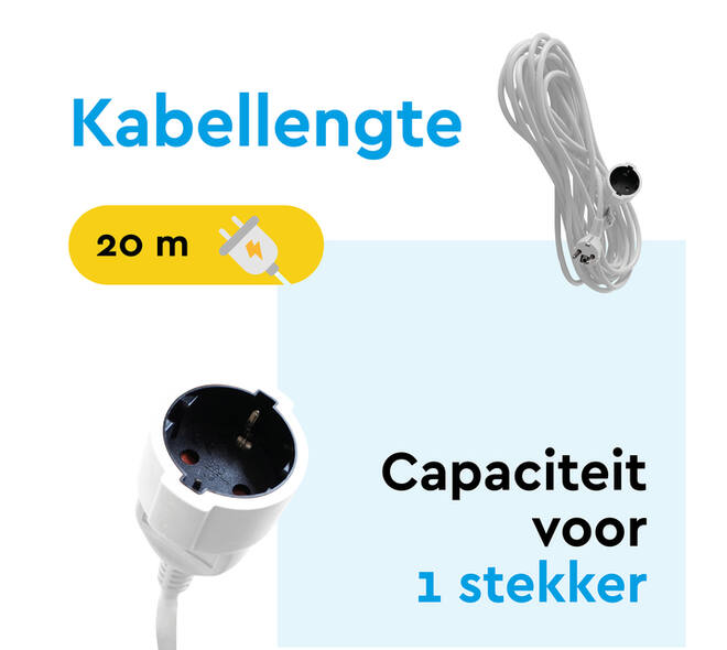Verlengkabel BRASQ 20m wit