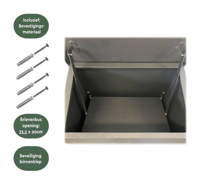 Pakketbrievenbus BRASQ 105x38x24cm PB400 Zwart