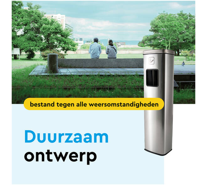 Afvalbak met asbak BRASQ 20 liter AT400 rvs