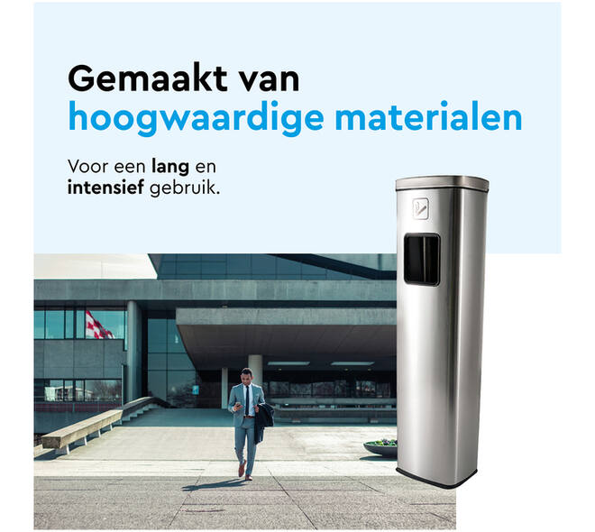 Afvalbak met asbak BRASQ 20 liter AT400 rvs